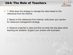 3&amp;4: The Role of Teachers