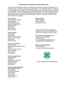 2012 Maryland 4-H Program Committee Membership