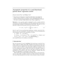 Asymptotic properties in a semi-functional partial linear regression model Germ´an Aneiros-P´erez