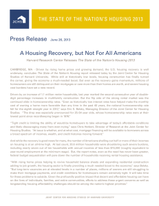 Press Release A Housing Recovery, but Not For All Americans