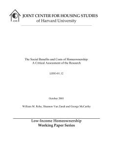 JOINT CENTER FOR HOUSING STUDIES of Harvard University Low-Income Homeownership Working Paper Series