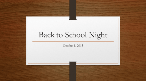 Back to School Night October 1, 2015