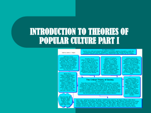 INTRODUCTION TO THEORIES OF POPULAR CULTURE PART I