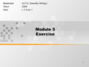 Module 5 Exercise Matakuliah : G1112, Scientific Writing I