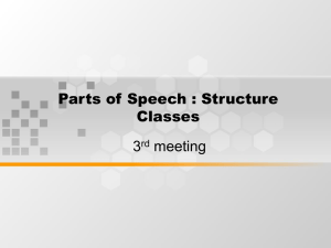 Parts of Speech : Structure Classes 3 meeting