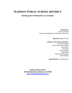 MADISON PUBLIC SCHOOL DISTRICT Kindergarten Mathematics Curriculum