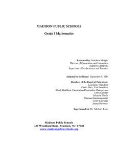 MADISON PUBLIC SCHOOLS Grade 3 Mathematics