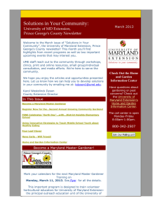 Solutions in Your Community:  University of MD Extension, Prince George's County Newsletter