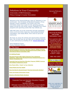Solutions in Your Community:  University of MD Extension, Prince George's County Newsletter