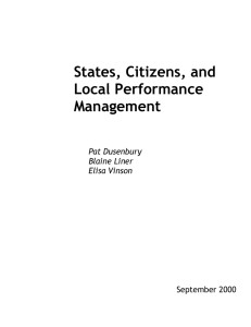 States, Citizens, and Local Performance Management Pat Dusenbury