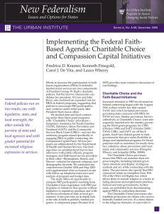 New Federalism Issues and Options for States THE URBAN INSTITUTE