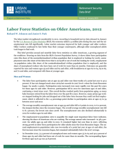 URBAN  INSTITUTE  Labor Force Statistics on Older Americans, 2012 Retirement Security 