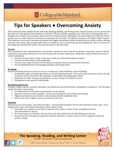Tips for Speakers ● Overcoming Anxiety