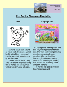 Mrs. Smith’s Classroom Newsletter Language Arts Math
