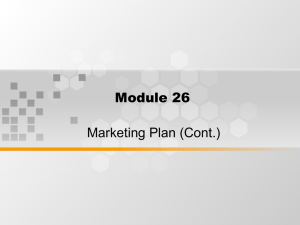 Module 26 Marketing Plan (Cont.)
