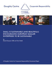Doughty Centre Corporate Responsibility SMALL IS SUSTAINABLE (AND BEAUTIFUL!) ENCOURAGING EUROPEAN SMALLER