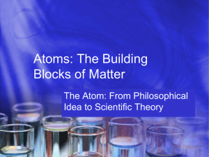 Atoms: The Building Blocks of Matter The Atom: From Philosophical