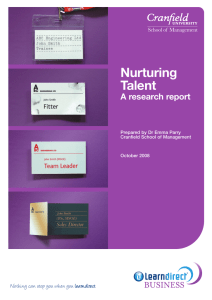 Nurturing Talent A research report School of Management