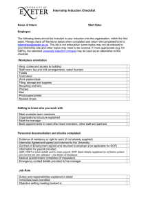 Internship Induction Checklist