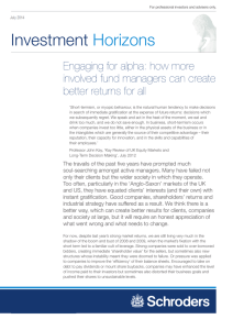 Investment Horizons Engaging for alpha: how more involved fund managers can create