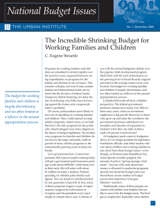 National Budget Issues The Incredible Shrinking Budget for Working Families and Children