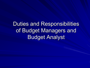 Duties and Responsibilities of Budget Managers and Budget Analyst