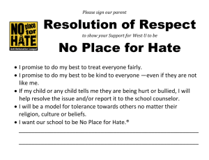 Resolution of Respect No Place for Hate
