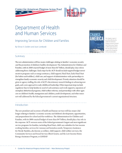 Department of Health and Human Services Improving Services for Children and Families