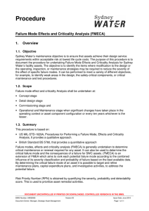 Procedure  Failure Mode Effects and Criticality Analysis (FMECA) 1.  Overview