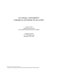 EVANGEL UNIVERSITY CHEMICAL HYGIENE PLAN (CHP) 1