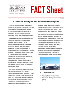 FACT Sheet A Guide for Poultry House Construction in Maryland