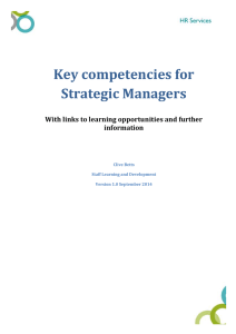 Key competencies for Strategic Managers With links to learning opportunities and further information