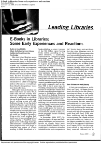E-Books  in  Libraries: