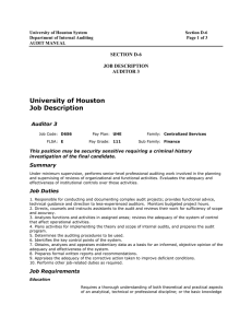 University of Houston Job Description SECTION D-6