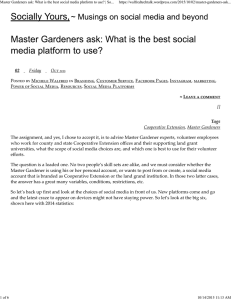 Master Gardeners ask: What is the best social media platform...