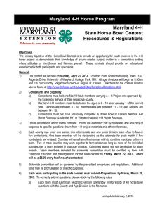Maryland 4-H Horse Program Maryland 4-H State Horse Bowl Contest Procedures &amp; Regulations