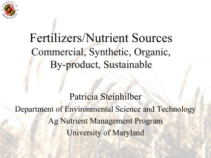 Fertilizers/Nutrient Sources Commercial, Synthetic, Organic, By-product, Sustainable Patricia Steinhilber