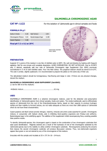SALMONELLA CHROMOGENIC AGAR CAT Nº: 1122 Salmonella spp