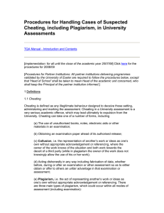 Procedures for Handling Cases of Suspected Cheating, including Plagiarism, in University Assessments