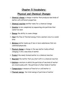 Chapter 5 Vocabulary: Physical and Chemical Changes