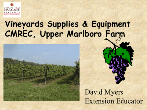 Vineyards Supplies &amp; Equipment CMREC, Upper Marlboro Farm David Myers Extension Educator