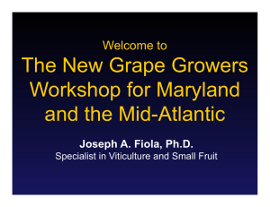 The New Grape Growers Workshop for Maryland and the Mid-Atlantic Welcome to