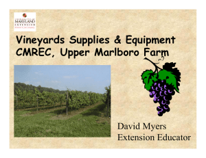 Vineyards Supplies &amp; Equipment CMREC, Upper Marlboro Farm David Myers Extension Educator