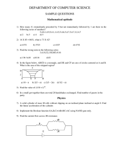 DEPARTMENT OF COMPUTER SCIENCE SAMPLE QUESTIONS Mathematical aptitude