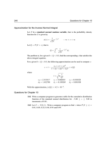 Approximation for the Inverse Normal Integral Questions for Chapter 10 246 Z