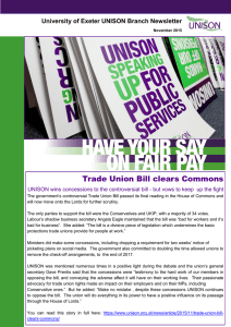 Trade Union Bill clears Commons University of Exeter UNISON Branch Newsletter