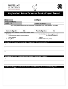 – Poultry Project Record Maryland 4-H Animal Science