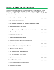 Scorecard for Rating Your 4-H Club Meeting