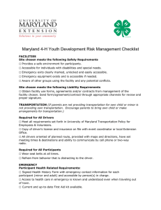 Maryland 4-H Youth Development Risk Management Checklist □