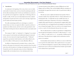 Intermediate Microeconomics : Class Notes, Handout 8 I.   Introduction